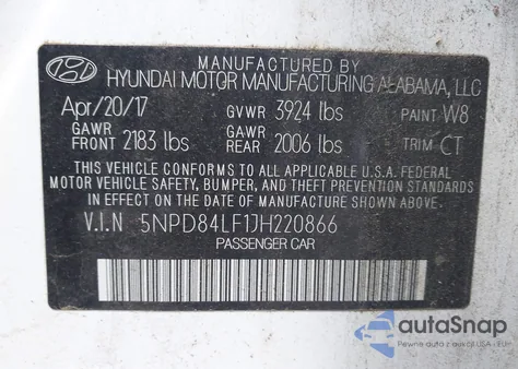 2018 Hyundai Elantra Sel z USA, uszkodzony, nr VIN 5NPD84LF1JH220866